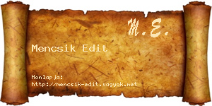 Mencsik Edit névjegykártya